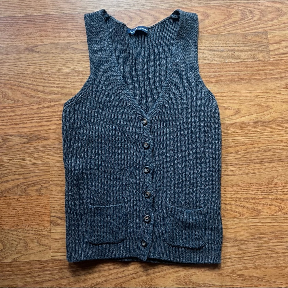 Brandy Melville Dark Gray Cardigan Sweater Vest Button Down V-Neck One Size Cute